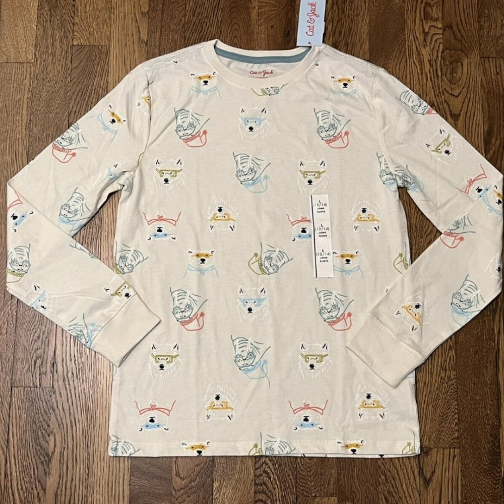 Cat & Jack Boy's Long Sleeve T-Shirt Off White